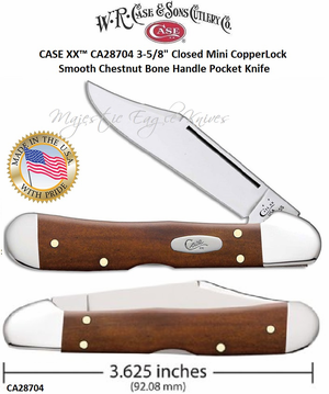 W.R. Case & Son's Cutlery CA28704 CASE XX™ 3-5/8" Closed Mini CopperLock Smooth Chestnut Bone Handle Pocket Knife W.R. Case & Son's Cutlery CA28704 CASE XX™ 3-5/8" Closed Mini CopperLock Smooth Chestnut Bone Handle Pocket Knife