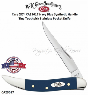 W.R. Case & Sons Cutlery CA23617 Case XX� Navy Blue Synthetic Handle Tiny Toothpick Stainless Pocket Knife  