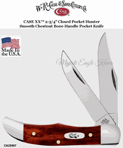 W.R. Case & Son's Cutlery CA28907 CASE XX� 2-3/4" Closed Pocket Hunter Smooth Chestnut Bone Handle Pocket Knife
