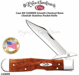 W.R. Case & Son's Cutlery CA28909 Case XX Smooth Chestnut Bone Cheetah Stainless Pocket Knife 