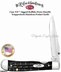 W.R. Case & Son's Cutlery CA65023 Case XX� Kickstart Jigged Buffalo Horn Handle Trapperlock Stainless Pocket Knife  