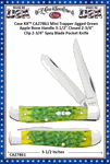 W.R. Case & Sons Cutlery CA27861 Case XX� Mini Trapper Jigged Green Apple Bone Handle 3-1/2" Closed 2-3/4" Clip 2-3/4" Spey Blade Pocket Knife
