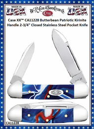 W.R. Case & Sons Cutlery CA11228 Case XX™ Butterbean Patriotic Kirinite Handle 2-3/4" Closed Stainless Steel Pocket Knife W.R. Case & Sons Cutlery CA11228 Case XX™ Butterbean Patriotic Kirinite Handle 2-3/4" Closed Stainless Steel Pocket Knife