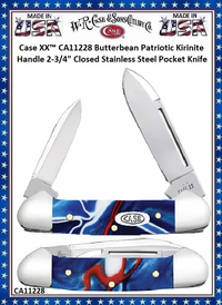 W.R. Case & Sons Cutlery CA11228 Case XX� Butterbean Patriotic Kirinite Handle 2-3/4" Closed Stainless Steel Pocket Knife