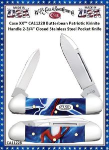 W.R. Case & Sons Cutlery CA11228 Case XX Butterbean Patriotic Kirinite Handle 2-3/4" Closed Stainless Steel Pocket Knife