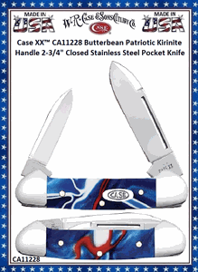 W.R. Case & Sons Cutlery CA11228 Case XX� Butterbean Patriotic Kirinite Handle 2-3/4" Closed Stainless Steel Pocket Knife
