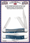 W.R. Case & Sons Cutlery CA52230 Case XX� Harley-Davidson Stockman Navy Blue Bone Handle 3-5/8" Closed 2-1/2" Clip, 1-7/8" Sheepfoot, Coping, 1-3/4" Spey, Blades Tru-Sharp Surgical Stainless Steel Pocket Knife 