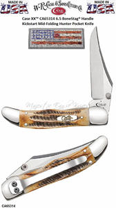 W.R. Case & Son's Cutlery CA65314 Case 6.5 Bone Stag Handle Assisted Opening Mid Folding Hunter Pocket Knife W.R. Case & Son's Cutlery CA65314 Case 6.5 Bone Stag Handle Assisted Opening Mid Folding Hunter Pocket Knife