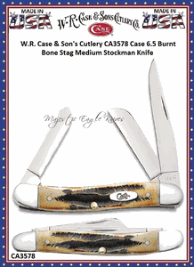 W.R. Case & Son's Cutlery CA3578 Case 6.5 Burnt Bone Stag Medium Stockman Knife