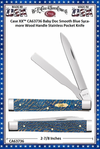 W.R. Case & Sons Cutlery CA63736 Case XX� Baby Doc Smooth Blue Sycamore Wood Handle Stainless Pocket Knife 