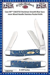 W.R. Case & Sons Cutlery CA63732 Case XX Stockman Smooth Blue Sycamore Wood Handle Stainless Pocket Knife