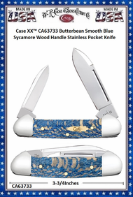 W.R. Case & Sons Cutlery CA63733 Case XX™ Butterbean Smooth Blue Sycamore Wood Handle Stainless Pocket Knife W.R. Case & Sons Cutlery CA63733 Case XX™ Butterbean Smooth Blue Sycamore Wood Handle Stainless Pocket Knife