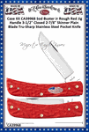W.R. Case & Sons Cutlery CA39968 Case XX Sod Buster Jr Rough Red Jig Handle 3-1/2" Closed 2-7/8" Skinner Plain Blade Tru-Sharp Stainless Steel Pocket Knife