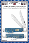 W.R. Case & Sons Cutlery CA63731 Case XX� Mini Trapper Smooth Blue Sycamore Wood Handle Stainless Pocket Knife