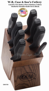 W.R. Case & Sons Cutlery CA31725 CaseXX Black Synthetic Handle 9 Piece Kitchen Knife Set Wooden Knife Block W.R. Case & Sons Cutlery CA31725 CaseXX Black Synthetic Handle 9 Piece Kitchen Knife Set Wooden Knife Block
