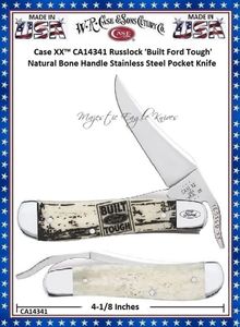 W.R. Case & Sons Cutlery CA14341 Case XX Russlock 'Built Ford Tough' Natural Bone Handle Stainless Steel Pocket Knife   