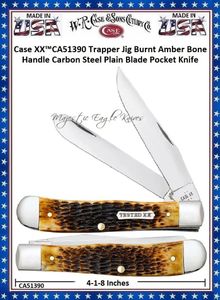 W.R. Case & Sons Cutlery CA51390 Case XX™ Trapper Jig Burnt Amber Bone Handle Carbon Steel Pocket Knife W.R. Case & Sons Cutlery CA51390 Case XX™ Trapper Jig Burnt Amber Bone Handle Carbon Steel Pocket Knife
