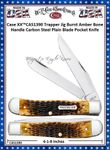 W.R. Case & Sons Cutlery CA51390 Case XX Trapper Jig Burnt Amber Bone Handle Carbon Steel Pocket Knife
