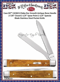 W.R. Case & Sons Cutlery CA58213 Case XX� Baby Doc Smooth Antique Bone Handle 2-7/8" Closed 2-1/4" Spear Point 2-1/4" Spatula Stainless Steel Pocket Knife 