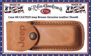 W.R. Case & Sons Cutlery CA27019�Case XX Jeep Leather Sheath features a hand-stitched brown leather sheath