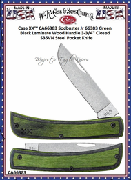 W.R. Case & Son's Cutlery CA66383 Case XX� Sodbuster Jr Green Black Laminate Wood Handle 3-3/4" Closed S35VN Steel Pocket Knife