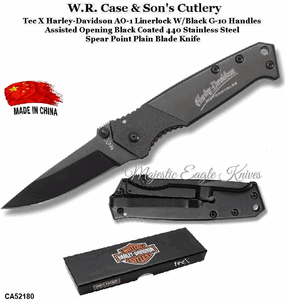 W.R. Case & Son's Cutlery CA52180 Case Harley-Davidson TecX A0-1 Black G-10 Handled Assisted Opening Linerlock Pocket Knife