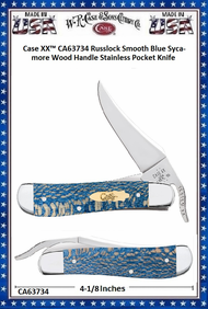 W.R. Case & Sons Cutlery CA63734 Case XX™ Russlock Smooth Blue Sycamore Wood Handle Stainless Pocket Knife W.R. Case & Sons Cutlery CA63734 Case XX™ Russlock Smooth Blue Sycamore Wood Handle Stainless Pocket Knife