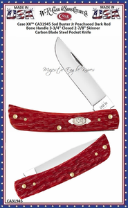 W.R. Case & Sons Cutlery CA31945 Case XX� Sod Buster Jr Peachseed Dark Red Bone Handle 3-3/4" Closed 2-7/8" Skinner Carbon Blade Steel Pocket Knife