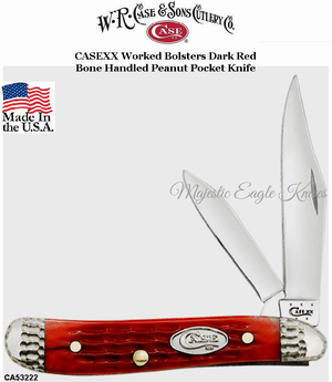 W.R. Case & Son's Cutlery CA53222 CASEXX Worked Bolsters Dark Red Bone Handled Peanut Pocket Knife W.R. Case & Son's Cutlery CA53222 CASEXX Worked Bolsters Dark Red Bone Handled Peanut Pocket Knife