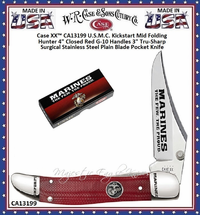 W.R. Case & Sons Cutlery CA13199 Case XX™ USMC Red G-10 Stainless Kickstart Mid Folding Pocket Hunter Knife W.R. Case & Sons Cutlery CA13199 Case XX™ USMC Red G-10 Stainless Kickstart Mid Folding Pocket Hunter Knife