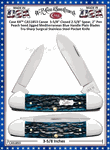 W.R. Case & Sons Cutlery CA51853 Case XX� Pocket Worn Peach Seed Mediterranean Blue Bone Handle Canoe  3-5/8" Closed 2-5/8" Spear, 2" Pen Plain Blades Tru-Sharp Surgical Stainless Steel Pocket Knife