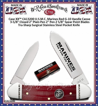 W.R. Case & Sons Cutlery CA13200 Case XX™ USMC Marines Red G-10 Handle Canoe Stainless Pocket Knife W.R. Case & Sons Cutlery CA13200 Case XX™ USMC Marines Red G-10 Handle Canoe Stainless Pocket Knife