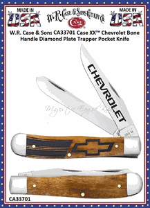 W.R. Case & Sons Cutlery CA33701 Case XX� Chevrolet Antique Bone Trapper Stainless Chevy Pocket Knife 
