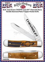 W.R. Case & Sons Cutlery CA33701 Case XX� Chevrolet Antique Bone Trapper Stainless Chevy Pocket Knife 