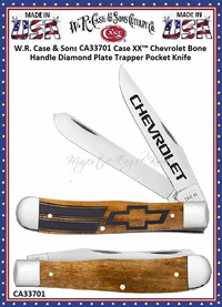 W.R. Case & Sons Cutlery CA33701 Case XX� Chevrolet Antique Bone Trapper Stainless Chevy Pocket Knife 
