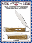 W.R. Case & Son's Cutlery CA58186 Case XX� Smooth Antique Bone Handle Mini Copperlock 3-5/8" Closed 2-3/4" Locking Clip Blade Tru-Sharp Surgical Stainless Steel Pocket Knife