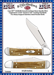 W.R. Case & Son's Cutlery CA58186 Case XX™ Smooth Antique Bone Handle Mini Copperlock 3-5/8" Closed 2-3/4" Locking Clip Blade Tru-Sharp Surgical Stainless Steel Pocket Knife W.R. Case & Son's Cutlery CA58186 Case XX™ Smooth Antique Bone Handle Mini Copperlock 3-5/8" Closed 2-3/4" Locking Clip Blade Tru-Sharp Surgical Stainless Steel Pocket Knife