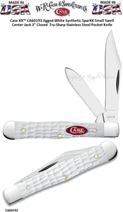 W.R. Case & Sons Cutlery CA60193 Case XX� Jigged White Synthetic SparXX Small Swell Center Jack 3" Closed  Tru-Sharp Stainless Steel Pocket Knife 