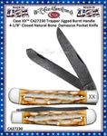 W.R. Case & Sons Cutlery CA27230 Case XX Trapper Jigged Burnt Bone Handle 4-1/8" Closed Damascus Pocket Knife