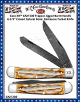 W.R. Case & Sons Cutlery CA27230 Case XX� Trapper Jigged Burnt Bone Handle 4-1/8" Closed Damascus Pocket Knife