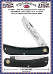 W.R. Case & Sons Cutlery CA095 Case XX� Sodbuster Jr Pocket Knife 3-5/8" Closed, 2-7/8" Skinner Etched Stainless Steel Plain Blade Jet-Black Synthetic Handle