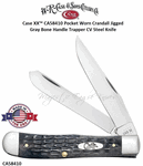 W.R. Case & Son's Cutlery CA58410 Case XX� Pocket Worn Crandall Jigged Gray Bone HandleTrapper CV Steel Pocket Knife          