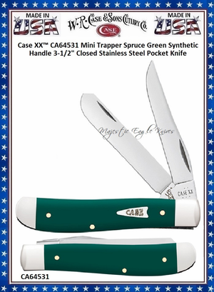 W.R. Case & Son's Cutlery CA64531 Case XX™ Mini Trapper Spruce Green Synthetic Handle 4-1/8" Closed Stainless Steel Blade Pocket Knife W.R. Case & Son's Cutlery CA64531 Case XX™ Mini Trapper Spruce Green Synthetic Handle 4-1/8" Closed Stainless Steel Blade Pocket Knife