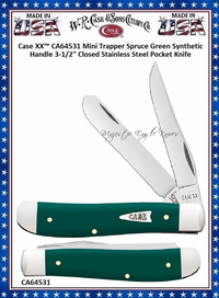 W.R. Case & Son's Cutlery CA64531 Case XX� Mini Trapper Spruce Green Synthetic Handle 4-1/8" Closed Stainless Steel Blade Pocket Knife