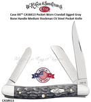 W.R. Case & Son's Cutlery CA58413 Case XX� Pocket Worn Crandall Jigged Gray Bone Handle Medium Stockman CV Steel Pocket Knife 