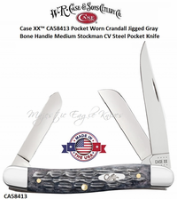 W.R. Case & Son's Cutlery CA58413 Case XX� Pocket Worn Crandall Jigged Gray Bone Handle Medium Stockman CV Steel Pocket Knife 
