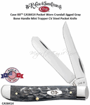 W.R. Case & Son's Cutlery CA58414 Case XX� Pocket Worn Crandall Jigged Gray Bone Handle Mini Trapper CV Steel Pocket Knife 