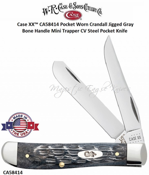 W.R. Case & Son's Cutlery CA58414 Case XX™ Pocket Worn Crandall Jigged Gray Bone Handle Mini Trapper CV Steel Pocket Knife W.R. Case & Son's Cutlery CA58414 Case XX™ Pocket Worn Crandall Jigged Gray Bone Handle Mini Trapper CV Steel Pocket Knife