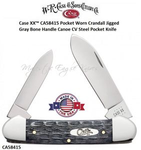 W.R. Case & Son's Cutlery CA58415 Case XX™ Pocket Worn Crandall Jigged Gray Bone Handle Canoe CV Steel Pocket Knife W.R. Case & Son's Cutlery CA58415 Case XX™ Pocket Worn Crandall Jigged Gray Bone Handle Canoe CV Steel Pocket Knife