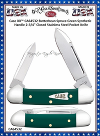 W.R. Case & Son's Cutlery  CA64532 Case XX� Butterbean Spruce Green Synthetic Handle 2-3/4" Closed Stainless Steel Blade Pocket Knife